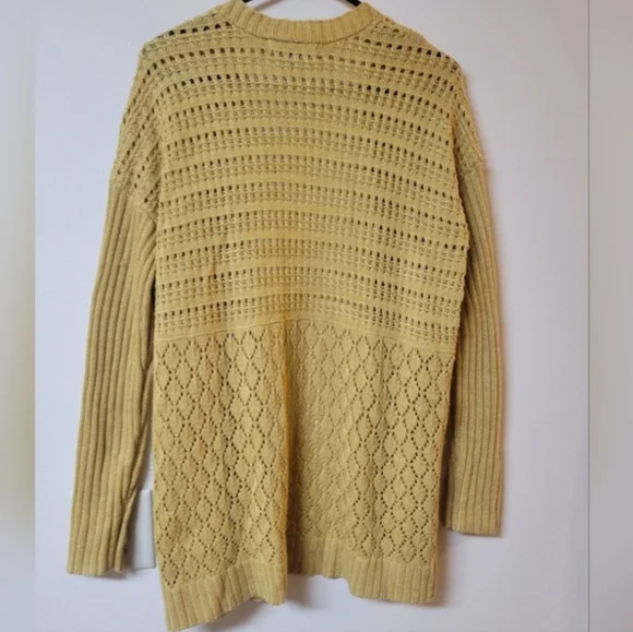 Marled Mustard Yellow Open-Front Knit Cardigan - Picture 12 of 12